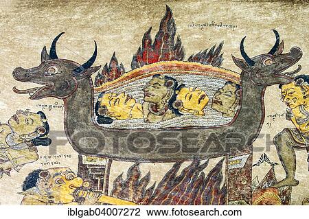 "Traditional Kamasan painting, Kertha Gosa pavilion, former Hall of Justice, in Puri Semarapura Palace, Klungkung, Bali, Indonesia, Asia" View Large Photo Image Stock Image - "Traditional Kamasan painting, Kertha Gosa pavilion, former Hall of Justice, in Puri Semarapura Palace, Klungkung, Bali, Indonesia, Asia". Fotosearch