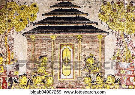 "Traditional Kamasan painting, Kertha Gosa pavilion, former Hall of Justice, in Puri Semarapura Palace, Klungkung, Bali, Indonesia, Asia" View Large Photo Image Stock Photo - "Traditional Kamasan painting, Kertha Gosa pavilion, former Hall of Justice, in Puri Semarapura Palace, Klungkung, Bali, Indonesia, Asia". Fotosearch