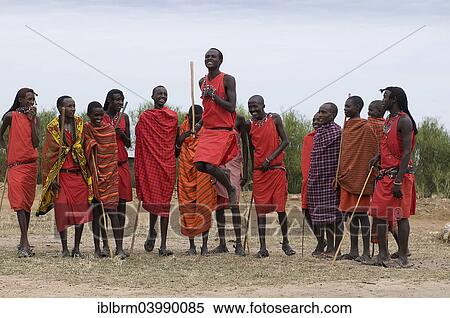 Stock Photography - "Traditional Masai dance as a show, Maasai Mara National Reserve, Kenya, Africa". Fotosearch