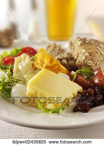 Traditional Ploughman's lunch with Cheddar and Lancashire cheese View Large Photo Image Stock Photography - Traditional Ploughman's lunch with Cheddar and Lancashire cheese. Fotosearch