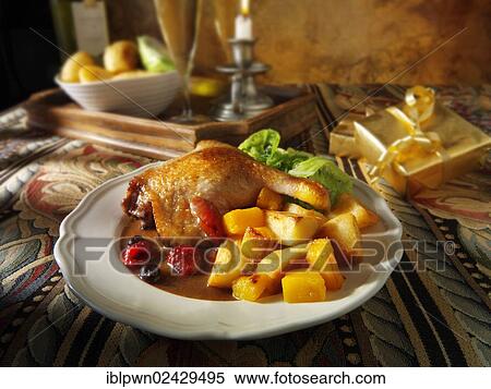 Stock Photography - Traditional roast Gresham duck dinner. Fotosearch