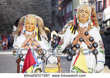 "Traditional Swabian-Alemannic carnival characters with """"Gschell"""" figures, Rottweil Carnival, Rottweil, Black Forest, Baden-Wuerttemberg, Germany, Europe" View Large Photo Image Stock Photo - "Traditional Swabian-Alemannic carnival characters with """"Gschell"""" figures, Rottweil Carnival, Rottweil, Black Forest, Baden-Wuerttemberg, Germany, Europe". Fotosearch