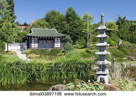 Stock Photo - "Traditional tea house and pagoda in the Japanese Garden, Bonndorf, Black Forest, Baden-Wurttemberg, Germany, Europe". Fotosearch