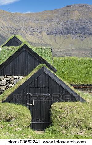 "Traditional turf houses, wooden houses with grass roofs and stone foundations, Gasadalur, Vagar, Faroe Islands, Denmark, Europe" View Large Photo Image Stock Image - "Traditional turf houses, wooden houses with grass roofs and stone foundations, Gasadalur, Vagar, Faroe Islands, Denmark, Europe". Fotosearch