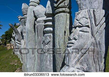 Stock Image - "Traditional wood carving, Ile des Pins, New Caledonia, France, Oceania". Fotosearch