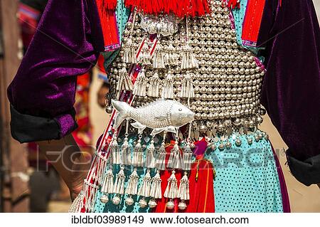 Stock Photo - "Traditionally decorated dress a woman from the Lisu people, hill tribe, ethnic minority, Mae Hong Son Province, Northern Thailand, Thailand, Asia". Fotosearch