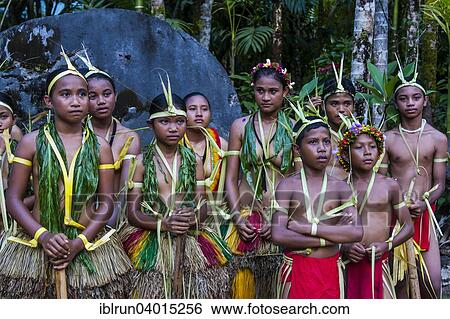 Stock Photograph - "Traditionally dressed islanders, Yap Island, Caroline Islands, Micronesia, Oceania". Fotosearch