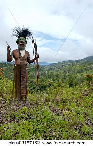 Stock Image - "Traditionally dressed tribal chief in the Highlands, Paya, Highland, Papua New Guinea, Oceania". Fotosearch