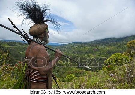Stock Photography - "Traditionally dressed tribal chief in the Highlands, Paya, Highland, Papua New Guinea, Oceania". Fotosearch