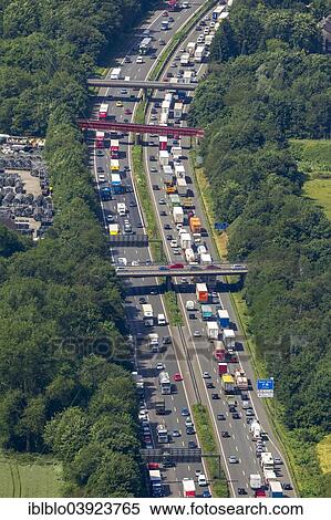 "Traffic jam on the A2 motorway, aerial view, Recklinghausen, Ruhr Area, North Rhine-Westphalia, Germany, Europe" View Large Photo Image Stock Photography - "Traffic jam on the A2 motorway, aerial view, Recklinghausen, Ruhr Area, North Rhine-Westphalia, Germany, Europe". Fotosearch