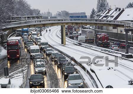 "Traffic jam on the A40 motorway in winter, """"Ruhrschnellweg"""" Autobahn, Essen, North Rhine-Westphalia, Germany, Europe" View Large Photo Image Stock Photograph - "Traffic jam on the A40 motorway in winter, """"Ruhrschnellweg"""" Autobahn, Essen, North Rhine-Westphalia, Germany, Europe". Fotosearch