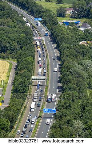"Traffic jam on the A43 motorway, aerial view, Recklinghausen, Ruhr Area, North Rhine-Westphalia, Germany, Europe" View Large Photo Image Stock Image - "Traffic jam on the A43 motorway, aerial view, Recklinghausen, Ruhr Area, North Rhine-Westphalia, Germany, Europe". Fotosearch