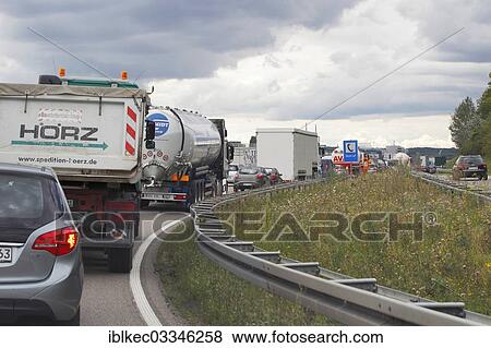 "Traffic jam on the A8 motorway, near Stuttgart, Baden-Wurttemberg, Germany, Europe" View Large Photo Image Stock Photo - "Traffic jam on the A8 motorway, near Stuttgart, Baden-Wurttemberg, Germany, Europe". Fotosearch