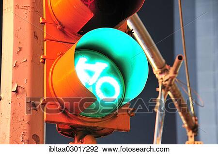 Stock Image - "Traffic Lights, 42nd Street, Broadway, Times Square, Manhattan, New York City, New York, United States, North America". Fotosearch