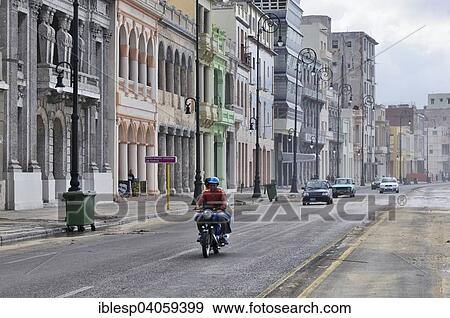 Stock Photo - "Traffic on the Malecon, Centro Habana, Havana, Ciudad de La Habana, Cuba, North America". Fotosearch