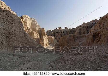 Stock Photo - Trail in the Badlands, Badlands National Park, South Dakota, USA. Fotosearch