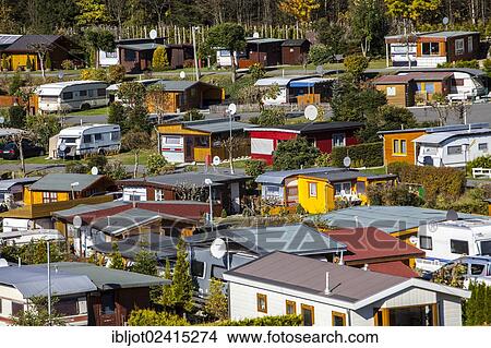 Trailer park, permanent campsite at the bobsleigh run in Winterberg, Hochsauerlandkreis district, Sauerland, North Rhine-Westphalia, Germany, Europe View Large Photo Image Picture - Trailer park, permanent campsite at the bobsleigh run in Winterberg, Hochsauerlandkreis district, Sauerland, North Rhine-Westphalia, Germany, Europe. Fotosearch