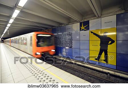 "Train entering a metro station, Brussels, Brussels Region, Belgium, Europe" View Large Photo Image Stock Photography - "Train entering a metro station, Brussels, Brussels Region, Belgium, Europe". Fotosearch