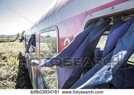 Stock Image - "Train from Tirana to Shkoder, one of the few train connections in the country, Albania, Europe". Fotosearch