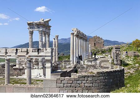 Stock Photo - "Trajaneum, ancient city of Pergamon or Pergamum, Bergama, Turkey, Asia". Fotosearch