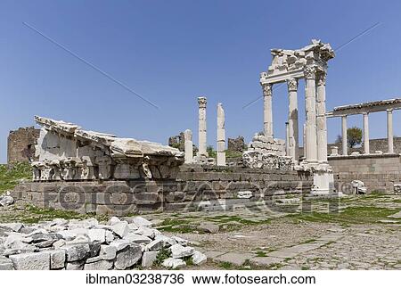 Stock Photograph - "Trajaneum, Trajan Temple, Acropolis, Pergamon, Manisa Province, Aegean Region, Turkey, Asia". Fotosearch
