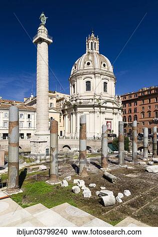 "Trajan's Forum with the Trajan's Column and the columns of Basilica Ulpia, Church Chiesa SS Nome di Maria e Bernardo, Rome, Lazio, Italy, Europe" View Large Photo Image Stock Image - "Trajan's Forum with the Trajan's Column and the columns of Basilica Ulpia, Church Chiesa SS Nome di Maria e Bernardo, Rome, Lazio, Italy, Europe". Fotosearch