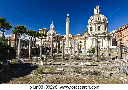 "Trajan's Forum with the Trajan's Column and the columns of the Basilica Ulpia, at back the churches of Chiesa SS Nome di Maria e Bernardo, right, and Santa Maria di Loreto, left, Palazzo Venezia, left rear, Rome, Lazio, Italy, Europe" View Large Photo Image Stock Image - "Trajan's Forum with the Trajan's Column and the columns of the Basilica Ulpia, at back the churches of Chiesa SS Nome di Maria e Bernardo, right, and Santa Maria di Loreto, left, Palazzo Venezia, left rear, Rome, Lazio, Italy, Europe". Fotosearch