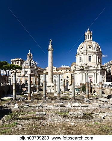 "Trajan's Forum with the Trajan's Column and the columns of the Basilica Ulpia, the churches of Chiesa SS Nome di Maria e Bernardo, right, and Santa Maria di Loreto, left, Rome, Lazio, Italy, Europe" View Large Photo Image Stock Photo - "Trajan's Forum with the Trajan's Column and the columns of the Basilica Ulpia, the churches of Chiesa SS Nome di Maria e Bernardo, right, and Santa Maria di Loreto, left, Rome, Lazio, Italy, Europe". Fotosearch