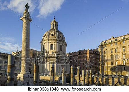 "Trajan's Forum with Trajan's Column and the Church Santissimo Nome di Maria al Foro Traiano, Rome, Lazio, Italy, Europe" View Large Photo Image Stock Photo - "Trajan's Forum with Trajan's Column and the Church Santissimo Nome di Maria al Foro Traiano, Rome, Lazio, Italy, Europe". Fotosearch