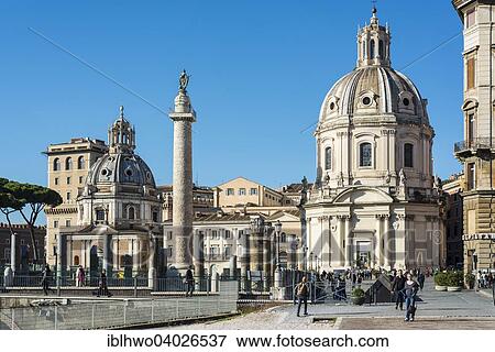 "Trajan's Forum with Trajan's Column, church of Santa Maria di Loreto on the left, twin church of Santissimo Nome di Maria al Foro Traiano, Rione I Monti, Rome, Lazio, Italy, Europe" View Large Photo Image Stock Photo - "Trajan's Forum with Trajan's Column, church of Santa Maria di Loreto on the left, twin church of Santissimo Nome di Maria al Foro Traiano, Rione I Monti, Rome, Lazio, Italy, Europe". Fotosearch