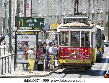 "Tram in Lisbon, Belem, Lisbon, Lisbon District, Portugal, Europe" View Large Photo Image Stock Photo - "Tram in Lisbon, Belem, Lisbon, Lisbon District, Portugal, Europe". Fotosearch