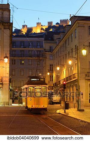 "Tram line 28, behind the Castelo de Sao Jorge, Lisbon, Portugal, Europe" View Large Photo Image Stock Photo - "Tram line 28, behind the Castelo de Sao Jorge, Lisbon, Portugal, Europe". Fotosearch