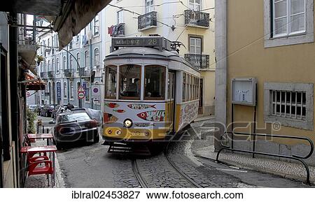 Stock Photo - "Tram No 28, Lisbon, Portugal, Europe, PublicGround, Europe". Fotosearch