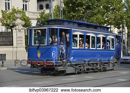 Stock Image - "Tram on Tibidabo mountain known for its amusement park, Barcelona,? Çï? ÇïCatalonia, Spain, Europe". Fotosearch