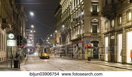 "Tram, Via Manzoni, Milan, Lombardy, Italy, Europe" View Large Photo Image Picture - "Tram, Via Manzoni, Milan, Lombardy, Italy, Europe". Fotosearch
