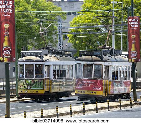 "Trams, Lisbon, Lisbon District, Portugal, Europe" View Large Photo Image Stock Photograph - "Trams, Lisbon, Lisbon District, Portugal, Europe". Fotosearch