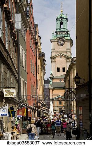 Stock Photo - "Trangatan, views of Stortorget and Storyrkan, historic center, Stockholm, Stockholm County, Sweden, Europe". Fotosearch