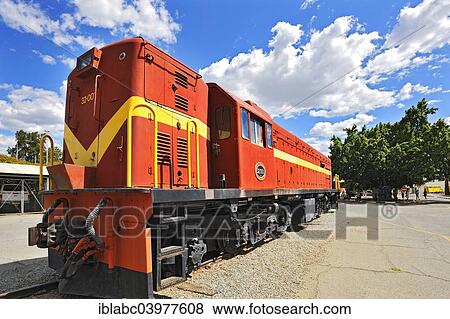 Stock Photo - "TransNamib 32 001 museum locomotive at the station, Windhoek, Namibia, Africa". Fotosearch