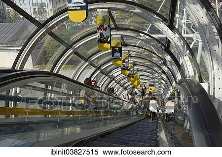 Stock Photography - "Transportation tubes with escalators at Pompidou Centre, Paris, Ile-de-France, France, Europe". Fotosearch
