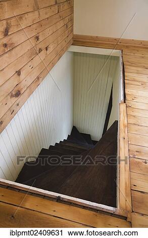 "Trap door for wooden staircase leading to the downstairs floor of an old Canadiana cottage style residential home, 1826, undergoing renovations, Quebec, Canada, North America" View Large Photo Image Stock Image - "Trap door for wooden staircase leading to the downstairs floor of an old Canadiana cottage style residential home, 1826, undergoing renovations, Quebec, Canada, North America". Fotosearch