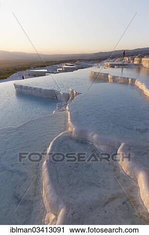 "Travertine terraces at Pamukkale, evening mood, Pamukkale, Denizli Province, Aegean Region, Turkey, Asia" View Large Photo Image Stock Image - "Travertine terraces at Pamukkale, evening mood, Pamukkale, Denizli Province, Aegean Region, Turkey, Asia". Fotosearch