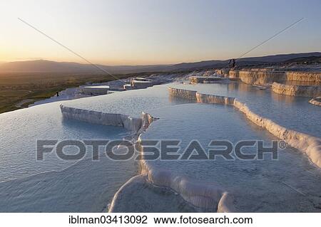 "Travertine terraces at Pamukkale, evening mood, Pamukkale, Denizli Province, Aegean Region, Turkey, Asia" View Large Photo Image Stock Image - "Travertine terraces at Pamukkale, evening mood, Pamukkale, Denizli Province, Aegean Region, Turkey, Asia". Fotosearch
