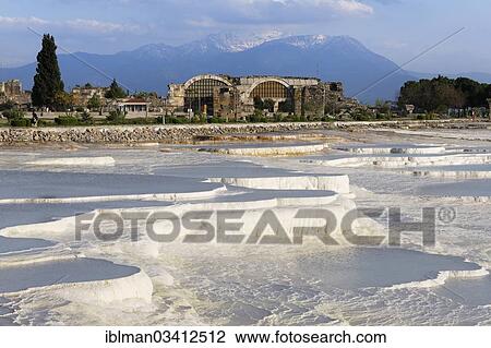 "Travertine terraces of Pamukkale and Hierapolis Archeological Museum, Hierapolis, near Pamukkale, Denizli Province, Aegean Region, Turkey, Asia" View Large Photo Image Stock Image - "Travertine terraces of Pamukkale and Hierapolis Archeological Museum, Hierapolis, near Pamukkale, Denizli Province, Aegean Region, Turkey, Asia". Fotosearch
