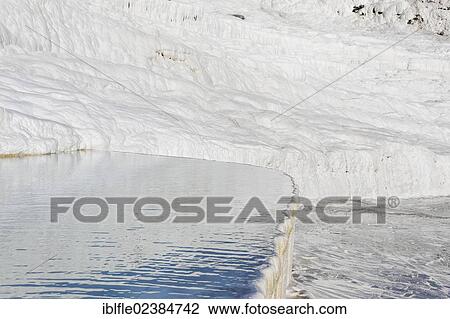 Stock Image - "Travertine terraces of Pamukkale, UNESCO World Heritage Site, Dinizli, Western Turkey, Turkey, Asia". Fotosearch