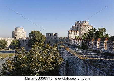 "Treasure Tower and Inscription Tower, Yedikule Castle or Yedikule Fortress, Fortress of the Seven Towers, Theodosan walls, Yedikule, Istanbul, European side, Istanbul Province, Turkey, European side, Europe" View Large Photo Image Stock Photography - "Treasure Tower and Inscription Tower, Yedikule Castle or Yedikule Fortress, Fortress of the Seven Towers, Theodosan walls, Yedikule, Istanbul, European side, Istanbul Province, Turkey, European side, Europe". Fotosearch