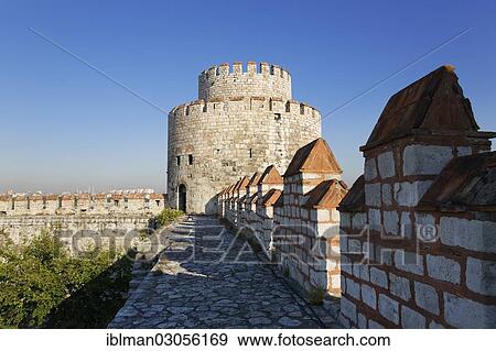 "Treasure Tower, Yedikule Castle or Yedikule Fortress, Fortress of the Seven Towers, Theodosan walls, Yedikule, Istanbul, European side, Istanbul Province, Turkey, European side, Europe" View Large Photo Image Stock Photo - "Treasure Tower, Yedikule Castle or Yedikule Fortress, Fortress of the Seven Towers, Theodosan walls, Yedikule, Istanbul, European side, Istanbul Province, Turkey, European side, Europe". Fotosearch