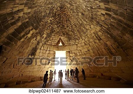 "Treasury of Atreus or Tomb of Agamemnon, a """"tholos"""" tomb on the Panagitsa Hill at Mycenae, Peloponnese, Greece, Europe" View Large Photo Image Stock Photo - "Treasury of Atreus or Tomb of Agamemnon, a """"tholos"""" tomb on the Panagitsa Hill at Mycenae, Peloponnese, Greece, Europe". Fotosearch