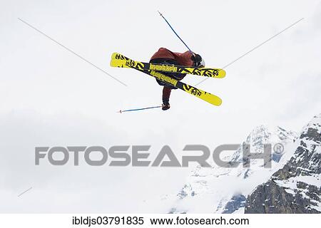"Trick skier jumping, in front of Eiger Mountain, Murren, Bernese Oberland, Canton of Bern, Switzerland, Europe" View Large Photo Image Stock Photography - "Trick skier jumping, in front of Eiger Mountain, Murren, Bernese Oberland, Canton of Bern, Switzerland, Europe". Fotosearch