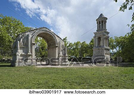 "Triumphal arch and mausoleum in the ancient Roman city of Glanum, Saint-Remy-de-Provence, Provence-Alpes-Cote d'Azur, France, Europe" View Large Photo Image Stock Photo - "Triumphal arch and mausoleum in the ancient Roman city of Glanum, Saint-Remy-de-Provence, Provence-Alpes-Cote d'Azur, France, Europe". Fotosearch
