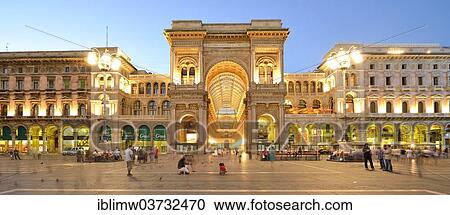 "Triumphal Arch to the Cathedral Square, entrance to the luxury shopping arcade, roofed gallery of Galleria Vittorio Emanuele II, twilight shot at the blue hour, Milan, Lombardy, Italy, Europe" View Large Photo Image Stock Image - "Triumphal Arch to the Cathedral Square, entrance to the luxury shopping arcade, roofed gallery of Galleria Vittorio Emanuele II, twilight shot at the blue hour, Milan, Lombardy, Italy, Europe". Fotosearch